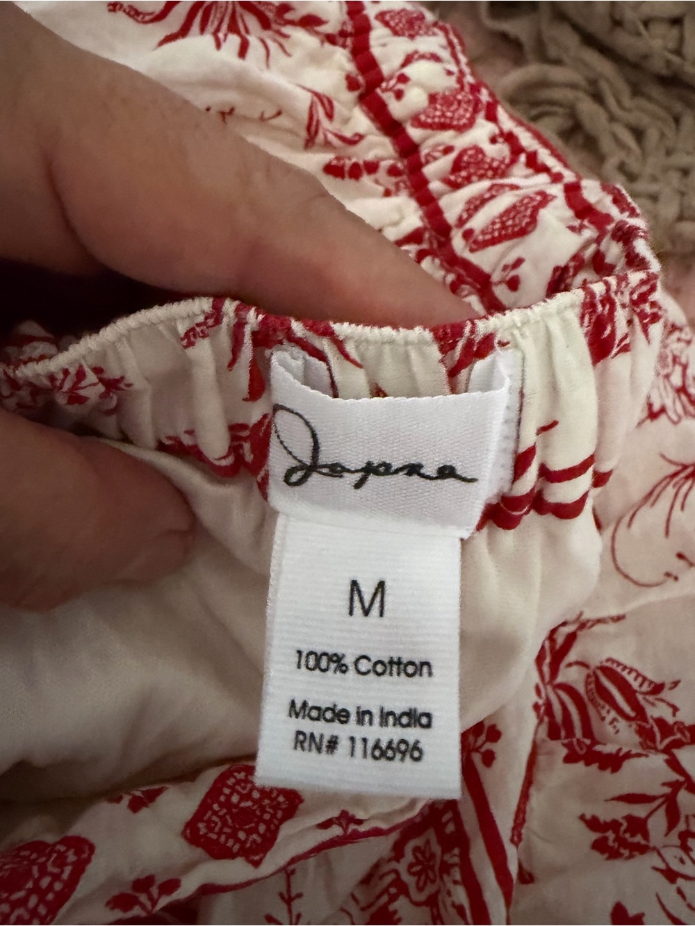 Japna Red and Cream Cotton Printed Skirt size M once wearing. - Picture 2 of 7